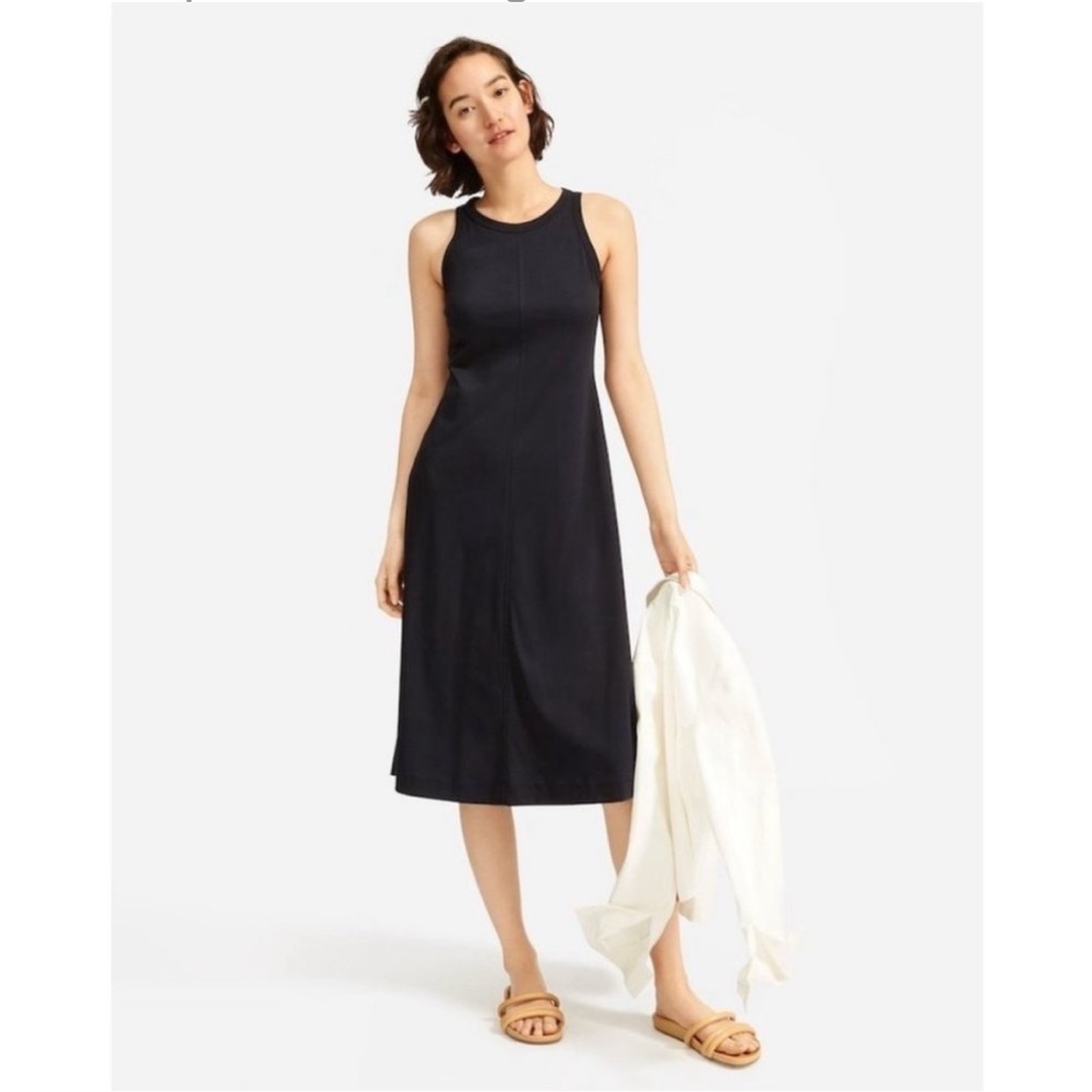 EVERLANE Black Cotton Midi Tank Dress